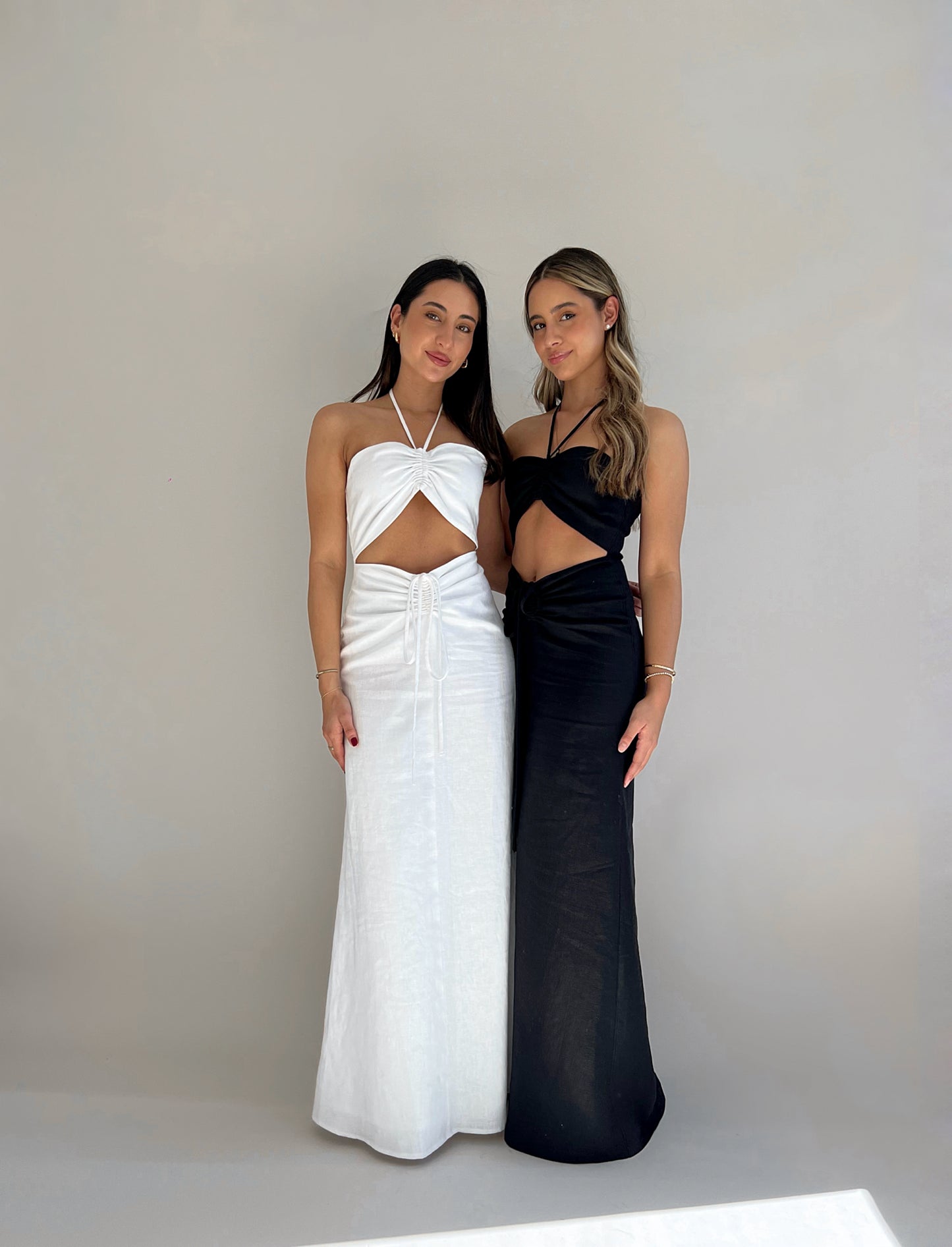 Ruched Maxi Dress White