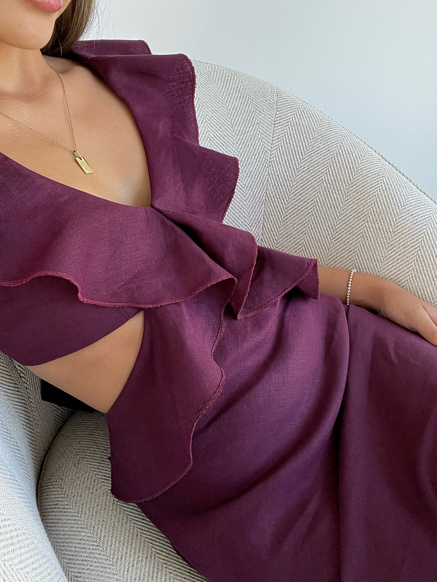 Burgundy Flounce Maxi Dress