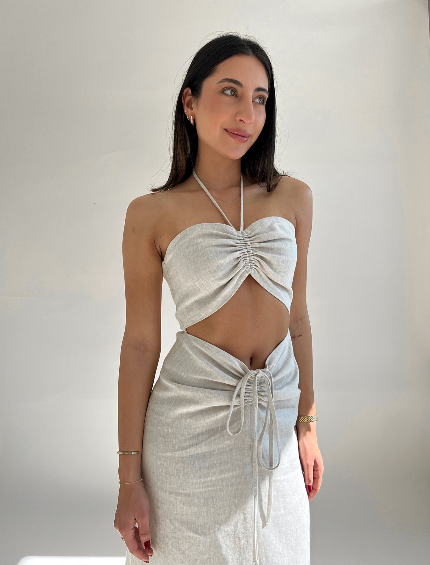 Ruched Maxi Dress Natural
