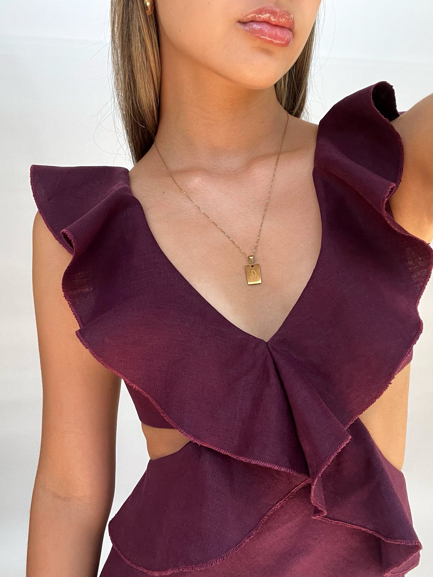 Burgundy Flounce Maxi Dress