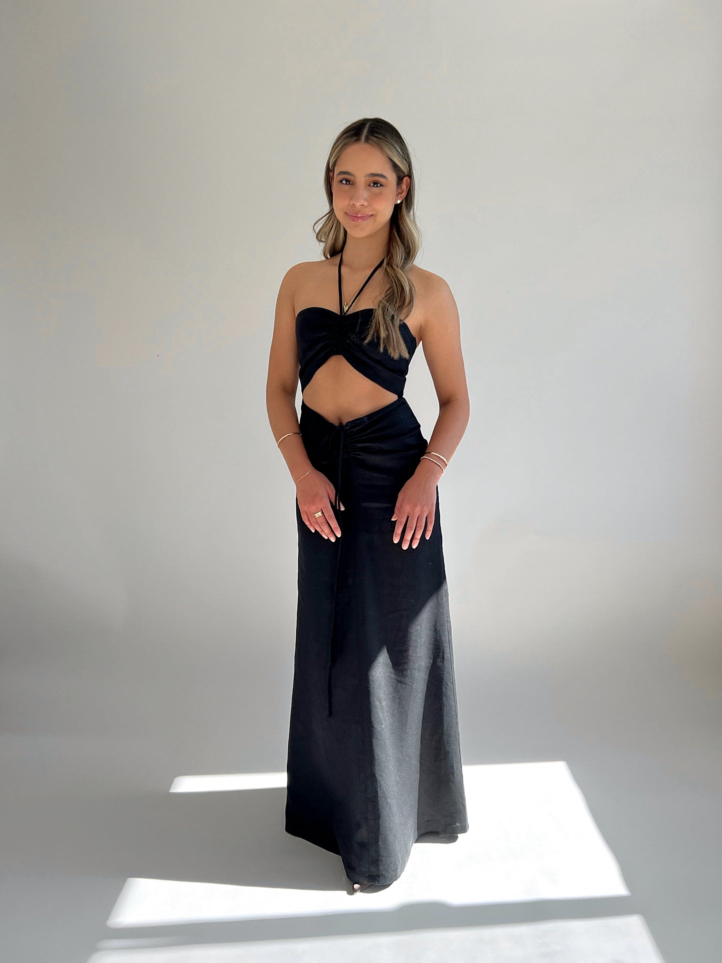 Ruched Maxi Dress Black