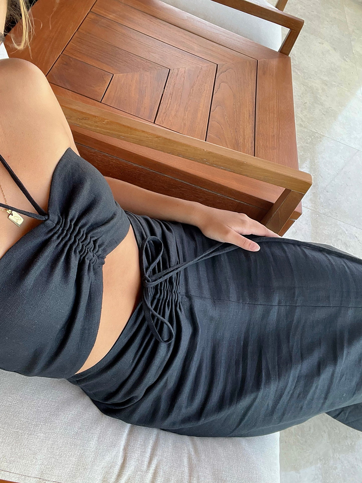 Ruched Maxi Dress Black