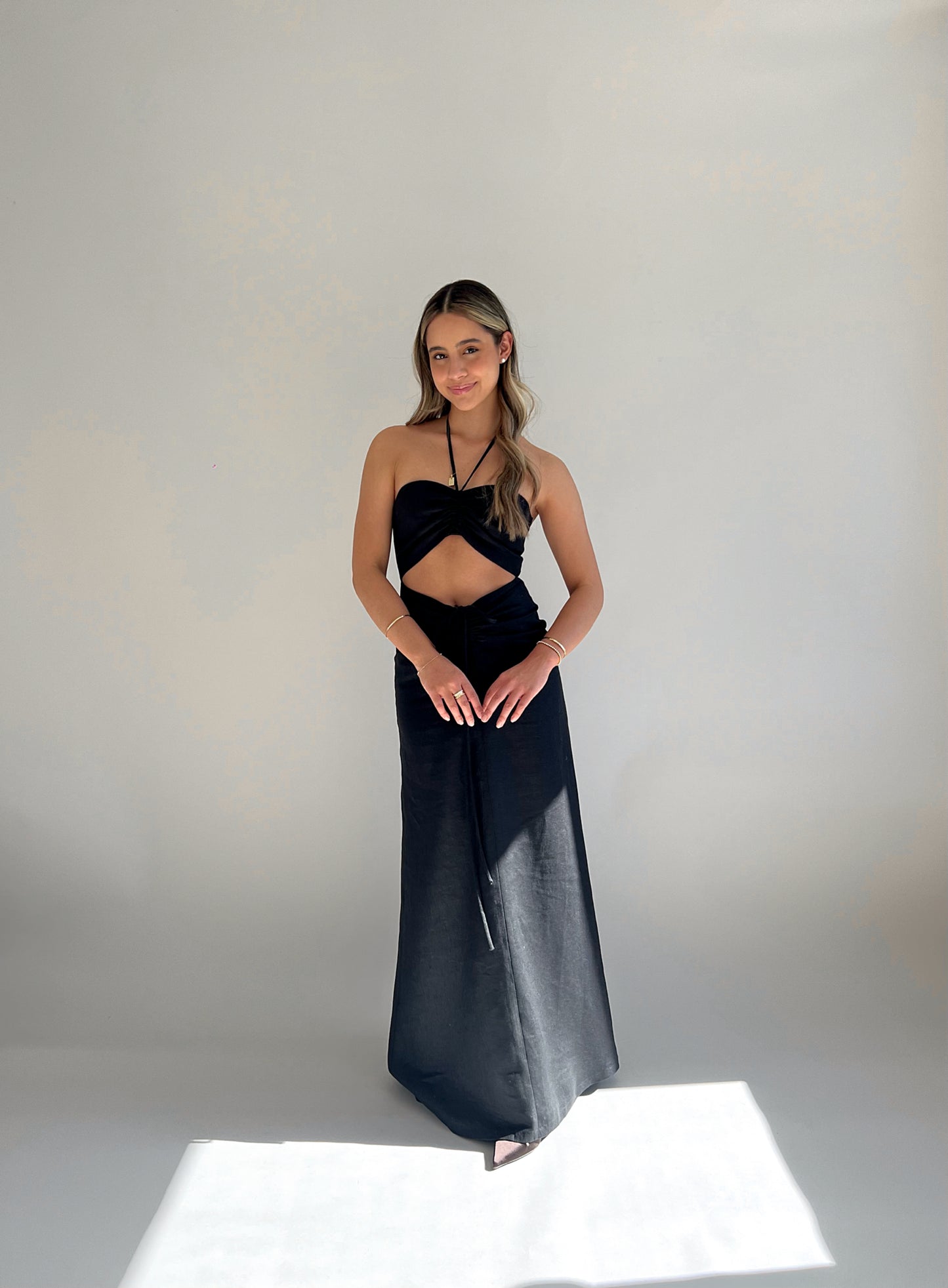 Ruched Maxi Dress Black