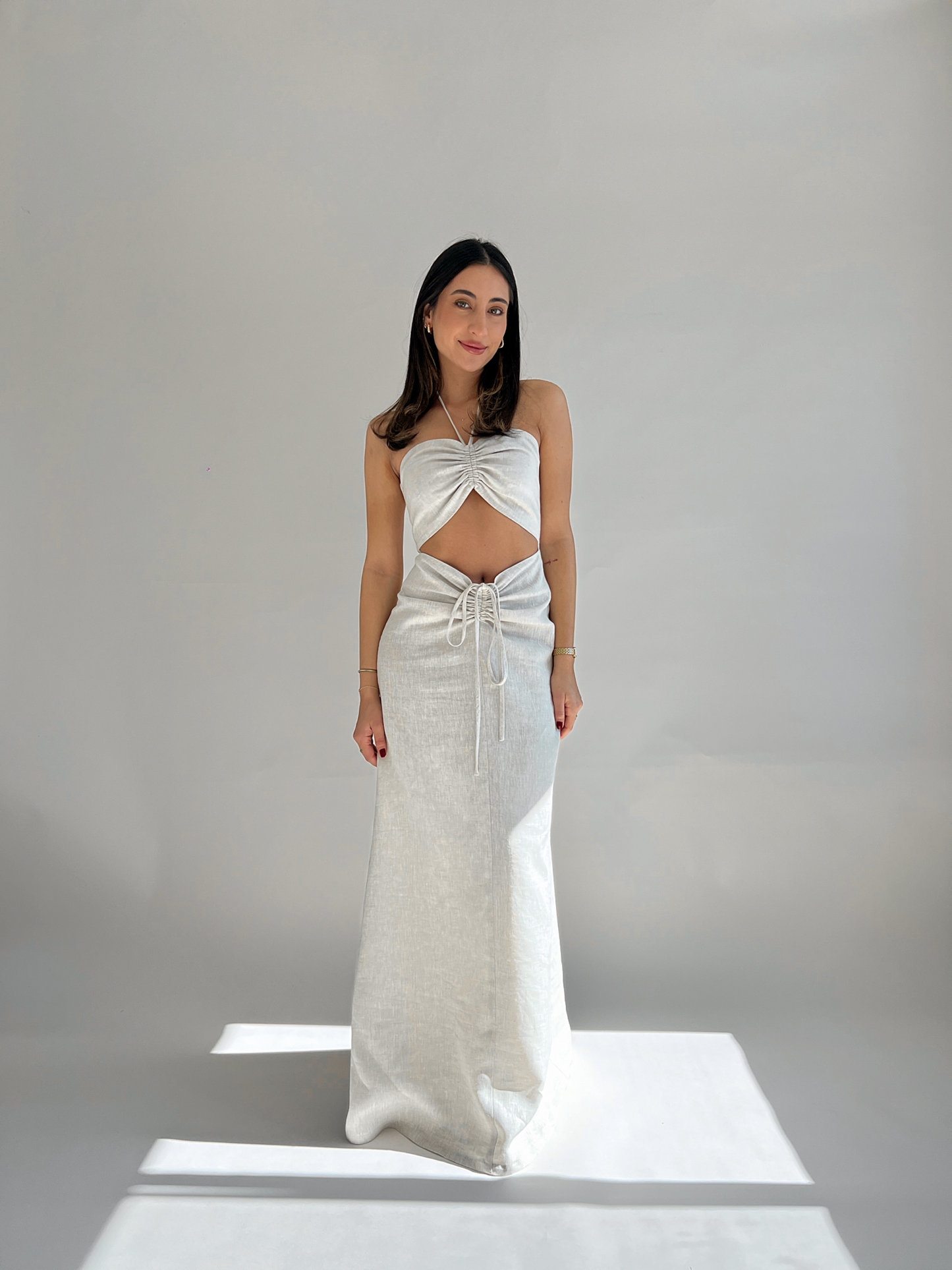 Ruched Maxi Dress Natural