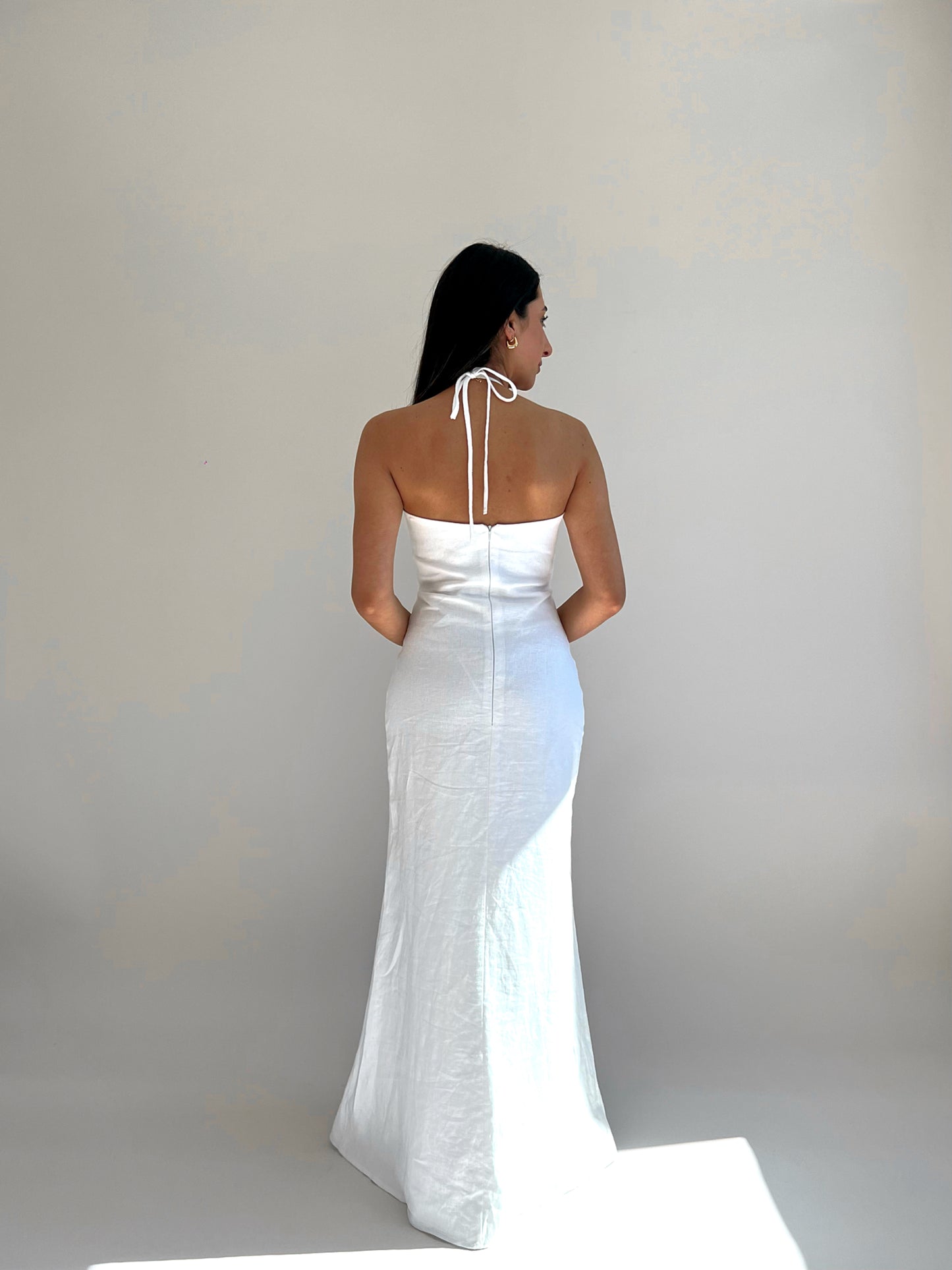 Ruched Maxi Dress White