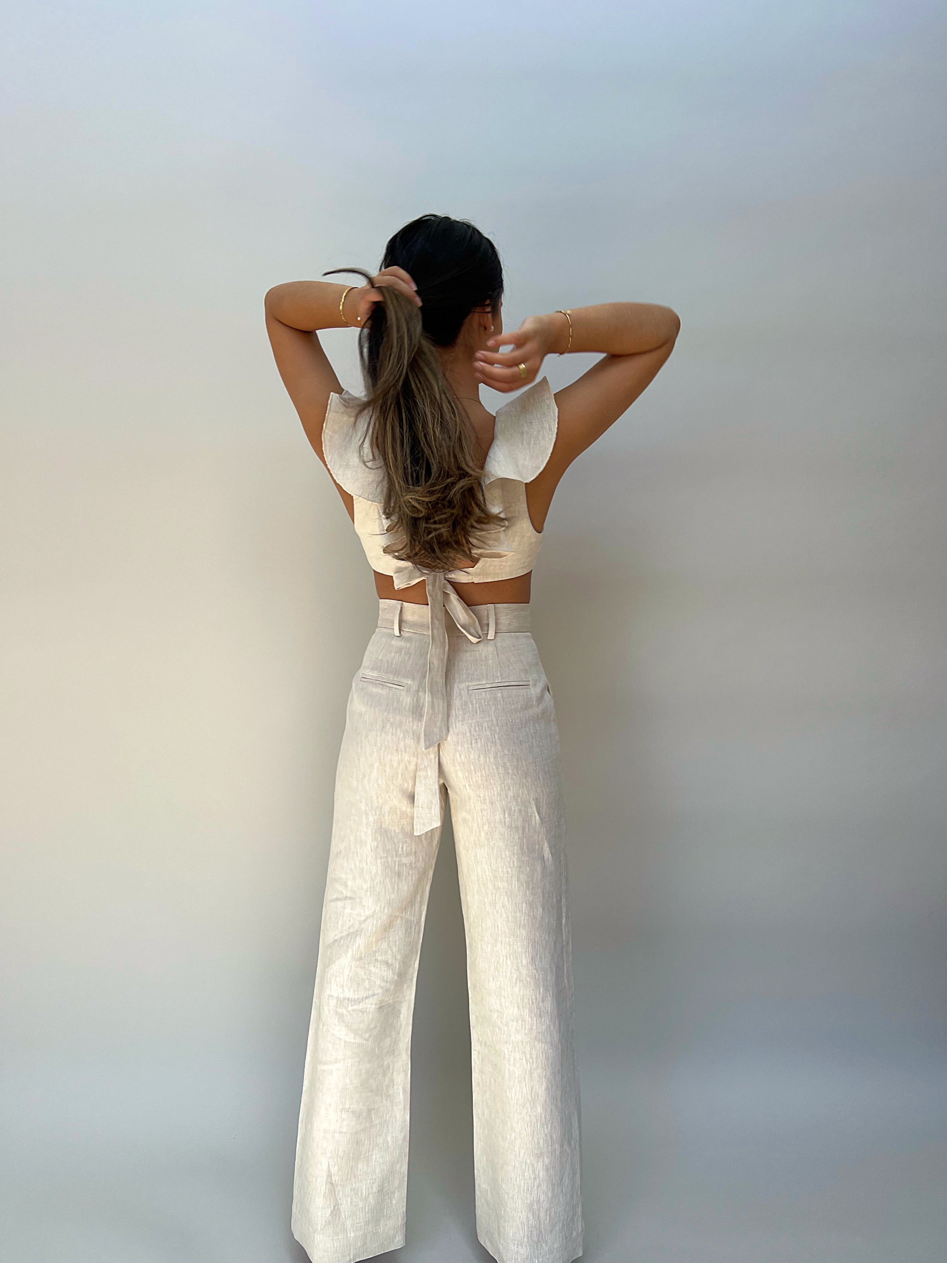 Womens tailored sale linen pants